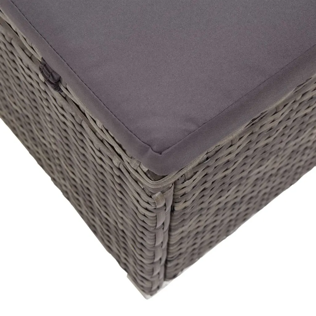 Sun Lounger with Foldable Canopy Adjustable Armrests Padded Cushion Weather Resistant PE Rattan Outdoor Patio Chair