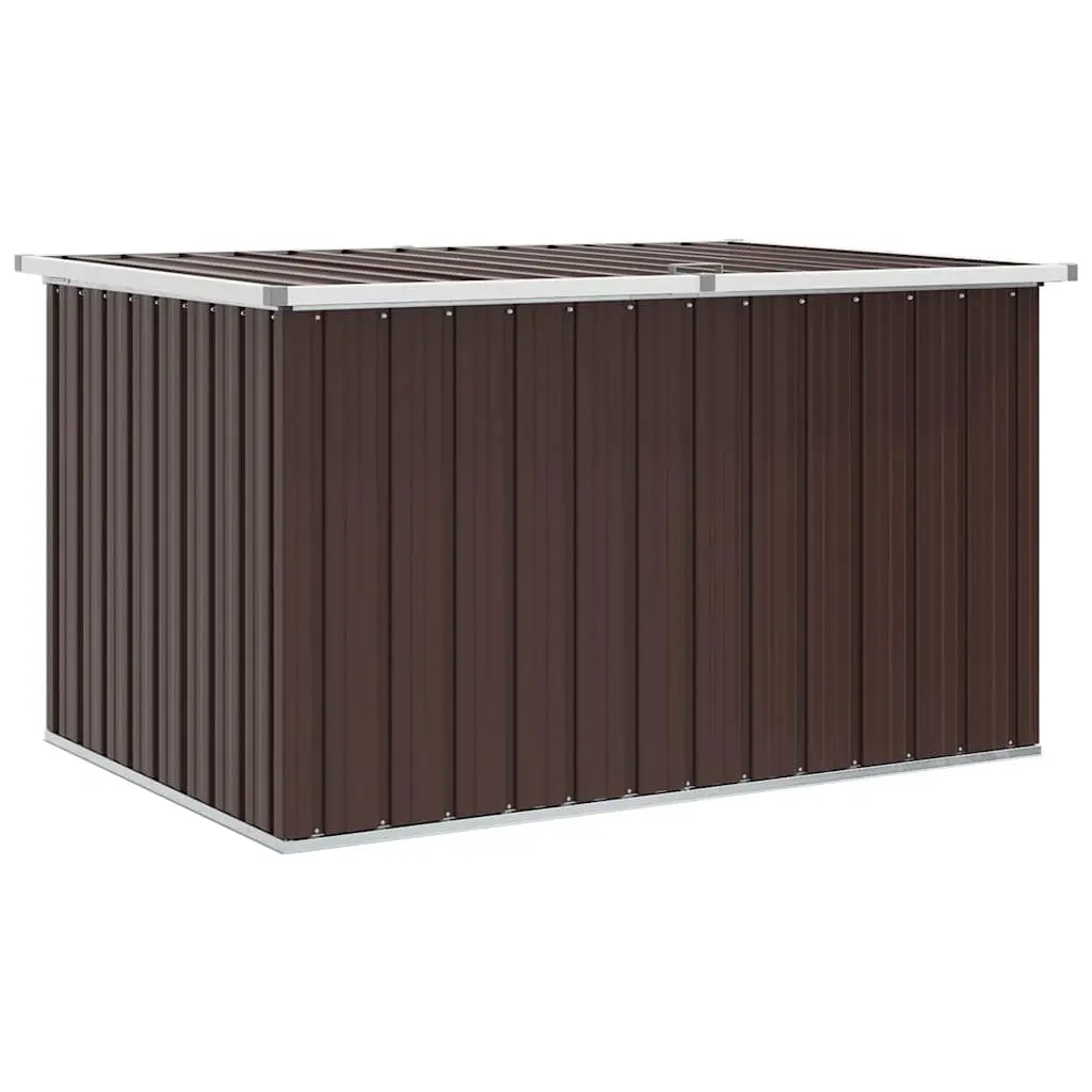 Garden Storage Box Brown Galvanised Steel Frame Outdoor Patio Deck Furniture
