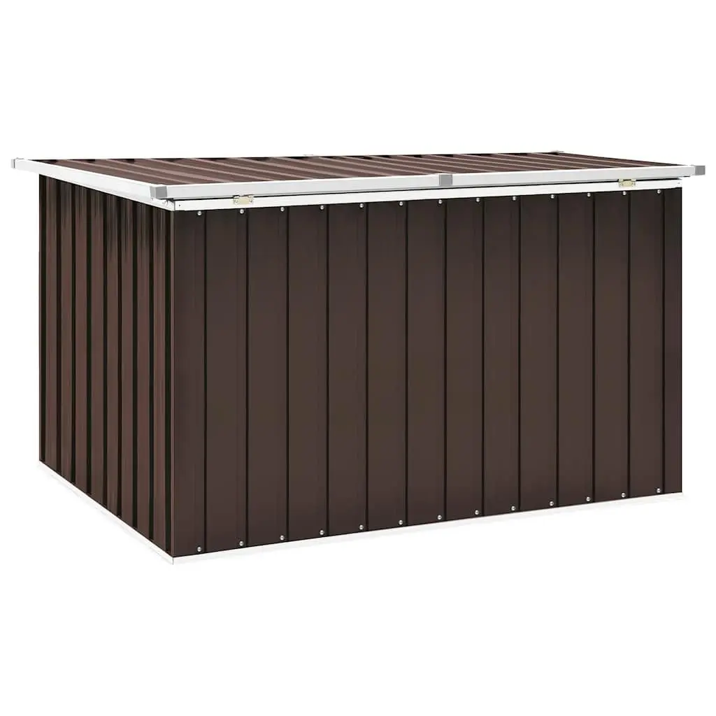 Garden Storage Box Brown Galvanised Steel Frame Outdoor Patio Deck Furniture