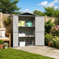 Outdoor Anthracite Storage Shed 116x45x175 cm