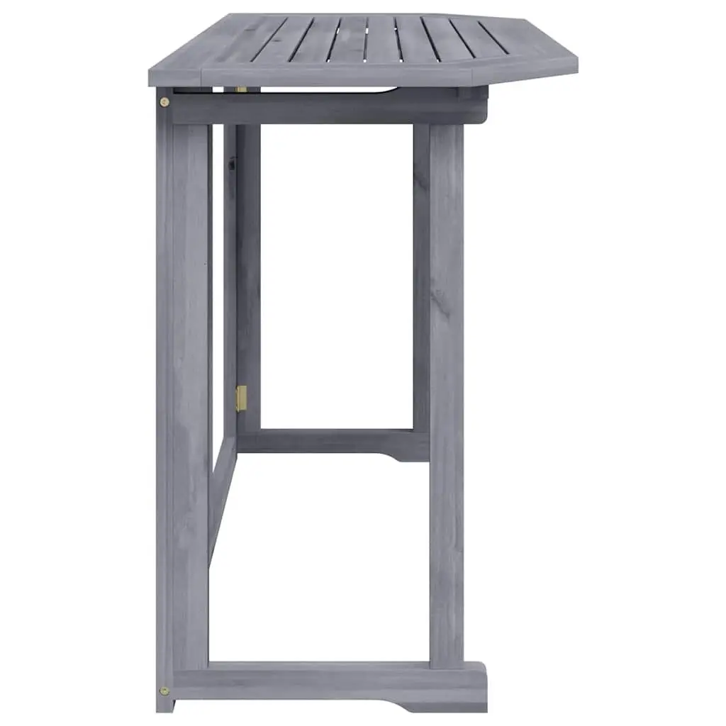 Folding Balcony Table Solid Acacia Wood Space-Saving Grey Wash Outdoor Coffee Worktop