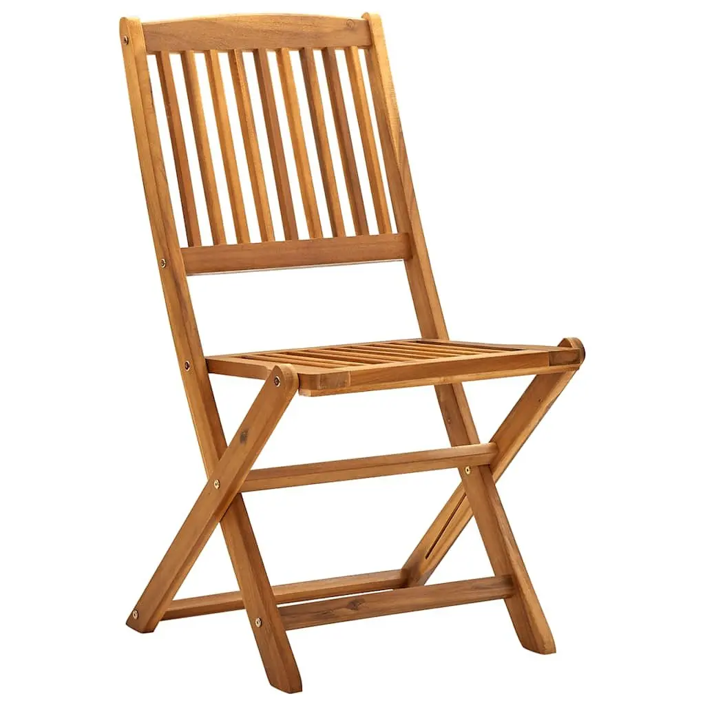 Folding Outdoor Chairs 4 Pieces Brown Weather-Resistant Solid Acacia Wood Garden Patio Dining Set