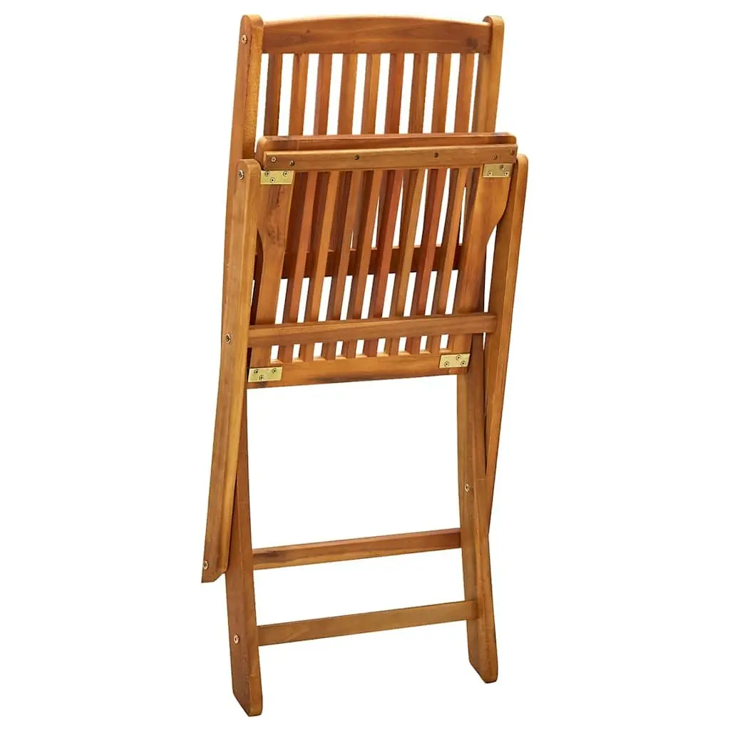 Folding Outdoor Chairs 4 Pieces Brown Weather-Resistant Solid Acacia Wood Garden Patio Dining Set