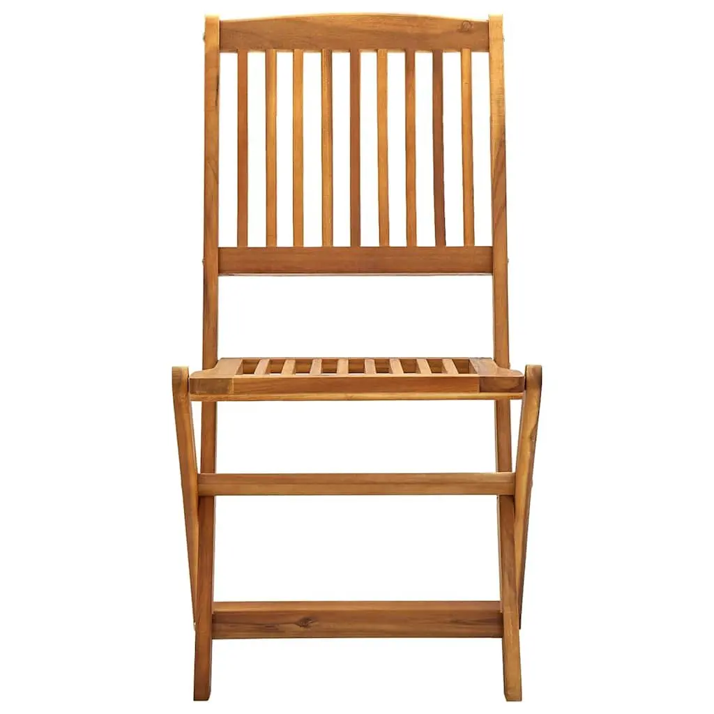 Folding Outdoor Chairs 4 Pieces Brown Weather-Resistant Solid Acacia Wood Garden Patio Dining Set