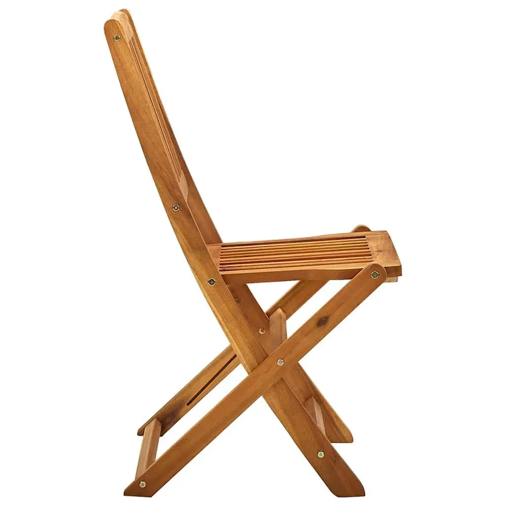Folding Outdoor Chairs 4 Pieces Brown Weather-Resistant Solid Acacia Wood Garden Patio Dining Set