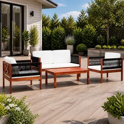Outdoor Lounge Set: 4 Piece Acacia Wood Collection