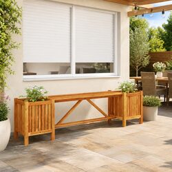Outdoor Acacia Bench with Side Planters for Your Garden