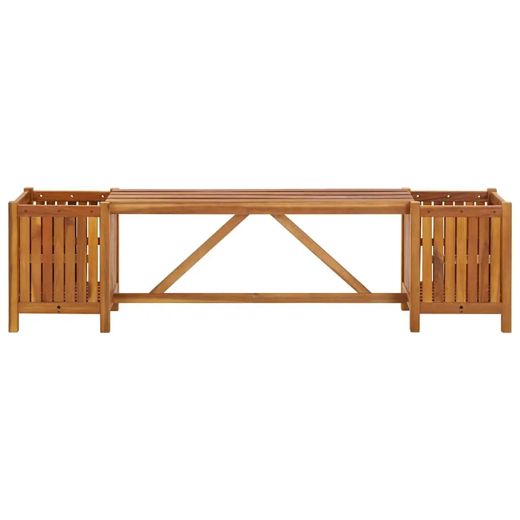 Garden Bench 150x30x40cm Acacia Wood with 2 Planters Outdoor Seating