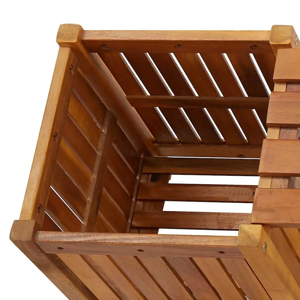 Garden Bench 150x30x40cm Acacia Wood with 2 Planters Outdoor Seating