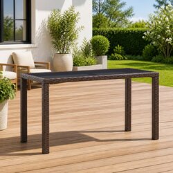 Brown Poly Rattan Dining Table - Perfect for Your Outdoor Space