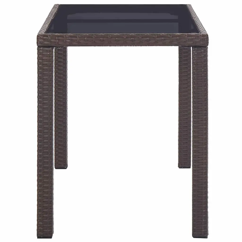Outdoor Garden Dining Table 123 x 60 x 74 cm Brown Poly Rattan with Glass Top