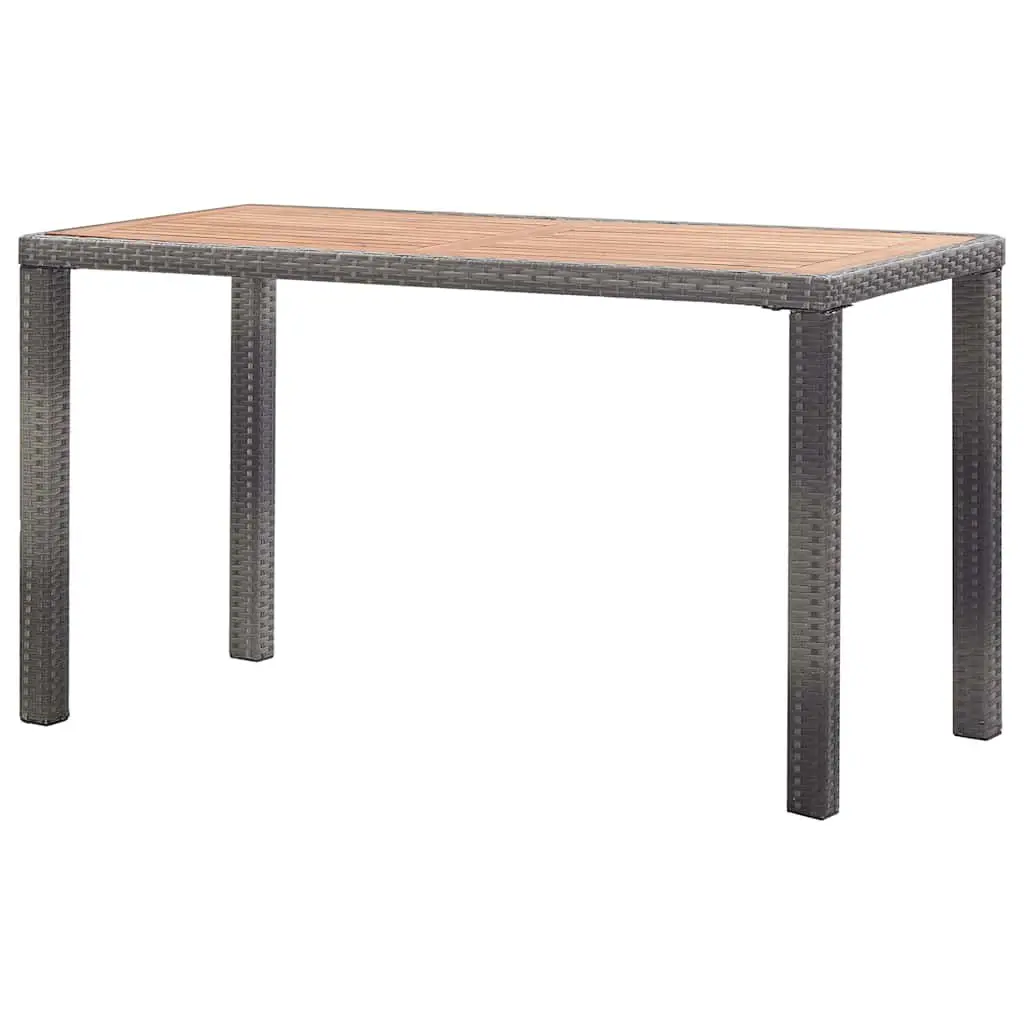 Outdoor Garden Table 123 x 60 cm Rattan Frame Acacia Wood Anthracite Brown