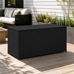 Stylish Garden Storage Box 100x50x50cm Black Rattan Design