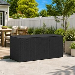 Garden Storage Box Outdoor Poly Rattan Patio Furniture Deck Chest Black