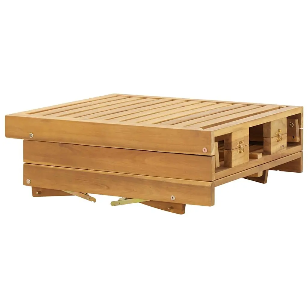 Folding Sun Lounger Solid Wood Outdoor Patio Garden Adjustable Height with Cushion