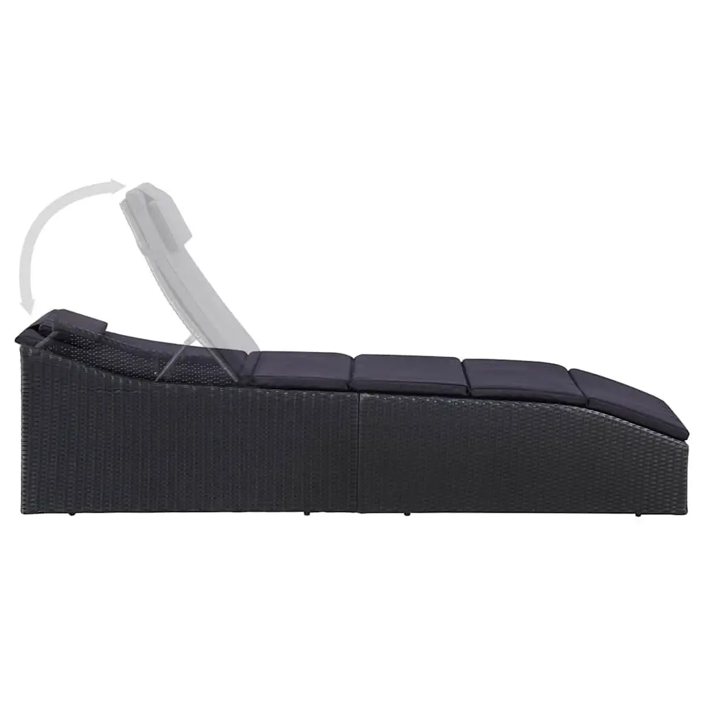 Sun Lounger Recliner Chair Outdoor Sunbed Poly Rattan Garden Patio Furniture