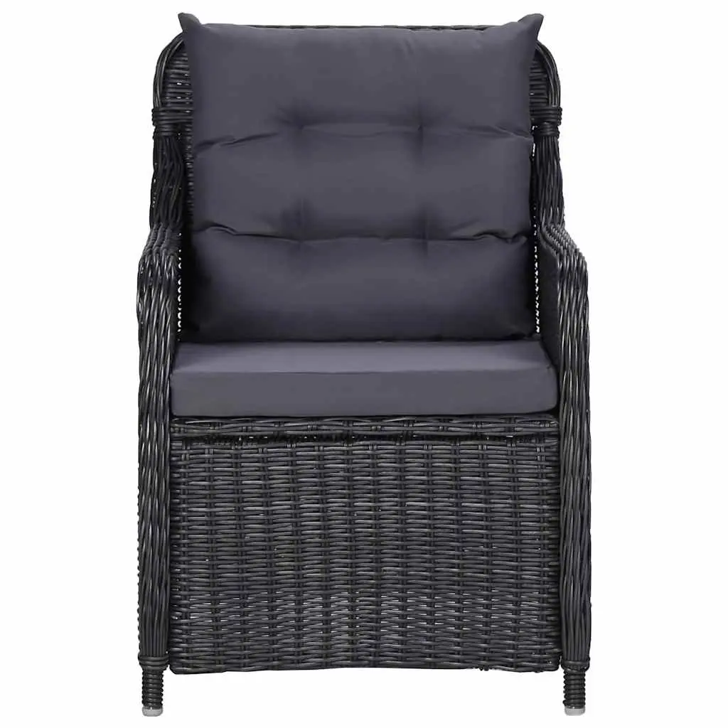 Outdoor Chairs 2 pcs Set with Cushions Hand Woven PE Rattan Black