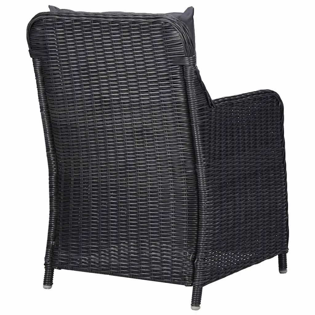 Outdoor Chairs 2 pcs Set with Cushions Hand Woven PE Rattan Black