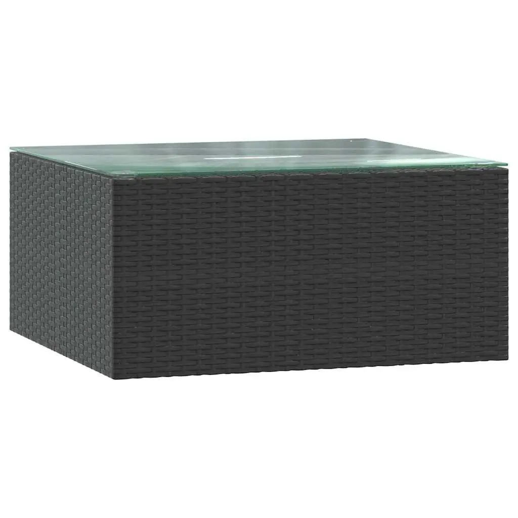 Garden Lounge Set 9 Piece Modular Outdoor Sofa Set Black Poly Rattan with Thick Cushions and Tempered Glass Coffee Table