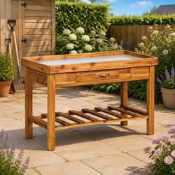 Elegant Acacia Wood Potting Table for Your Garden Space