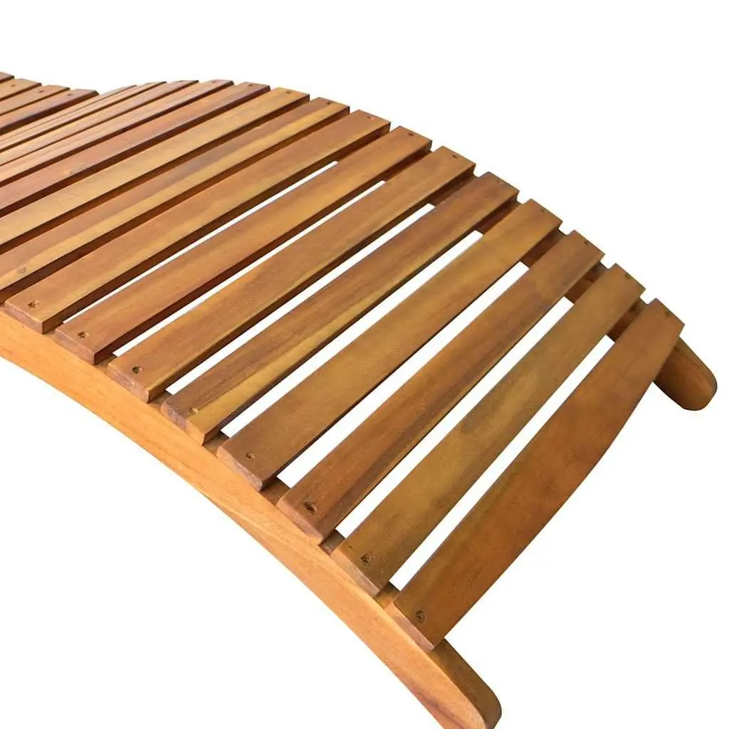 Sun Lounger Solid Acacia Wood Folding Weather Resistant Ergonomic Outdoor Patio Garden Chair Brown