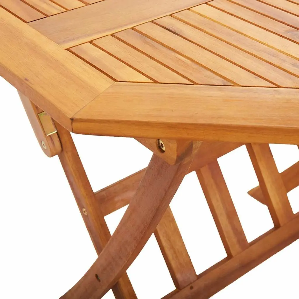 Folding Garden Dining Table 135 x 85 cm Solid Acacia Wood Weather-resistant Parasol Hole