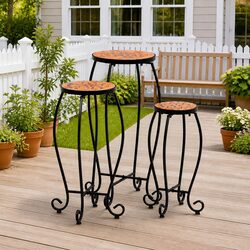 Enhance Your Space with 3pc Mosaic Plant Stand Set