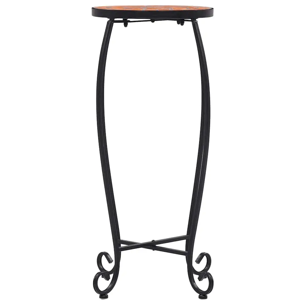 Mosaic Plant Stand Table Set 3pc Ceramic Top Garden Outdoor Patio Decor Brown