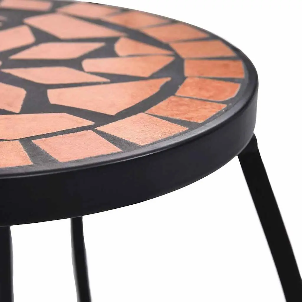 Mosaic Plant Stand Table Set 3pc Ceramic Top Garden Outdoor Patio Decor Brown