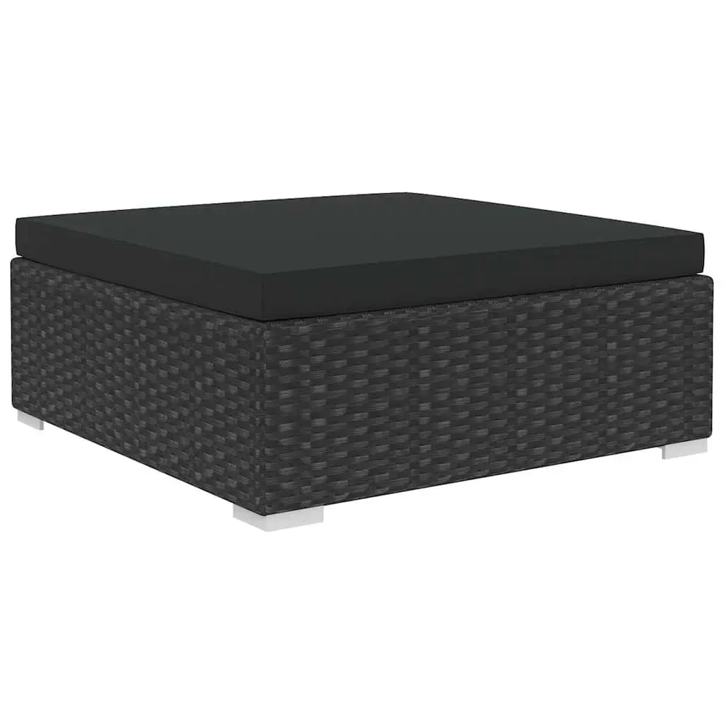 Garden Lounge Set 8 Piece Poly Rattan Sofa Patio Furniture Black with Cushions