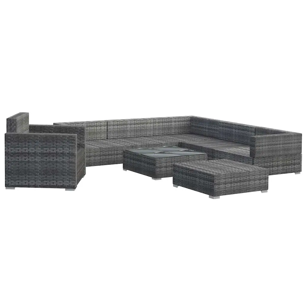 8 Piece Outdoor Patio Furniture Set Poly Rattan Sofa Weather Resistant with Cushions