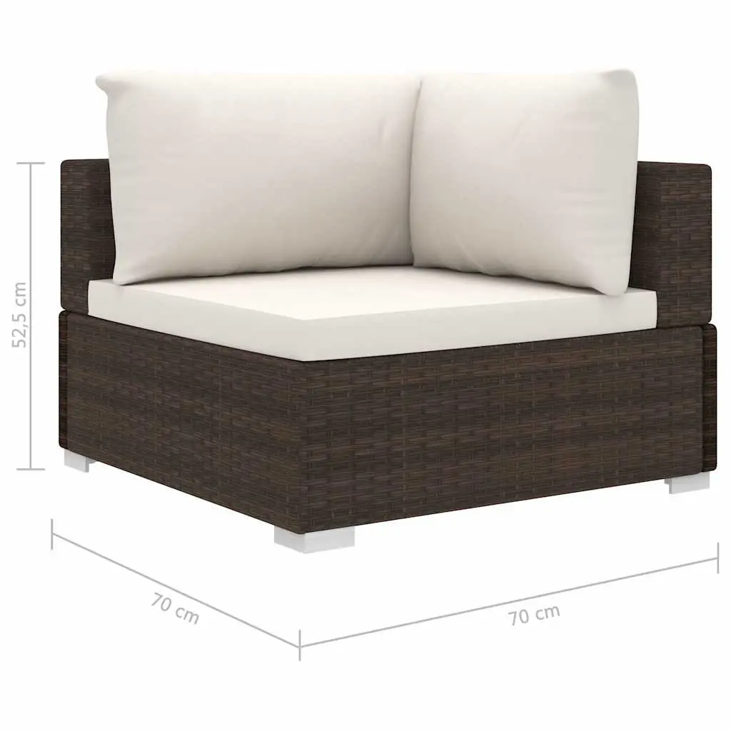 Outdoor Garden Lounge Set 4 Piece Weather-resistant PE Rattan Brown with Cushions