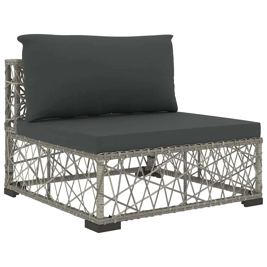 6 Piece Garden Lounge Set Outdoor Sofa with Cushions Poly Rattan Grey Patio