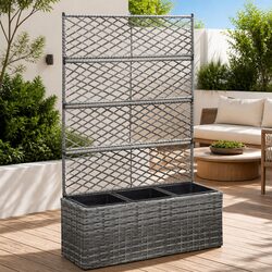 Raised Bed Planter with Trellis 3 Removable Pots Outdoor Garden Grey