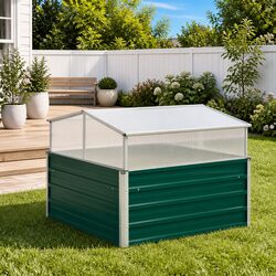 Greenhouse Green 100x100x77 cm Garden PC Board Galvanised Steel Plant Shelter
