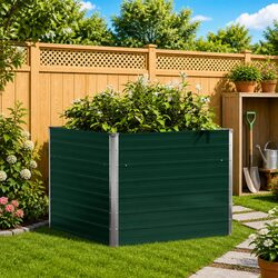 Elevate Your Garden with this Green Raised Bed 100x100x77 cm