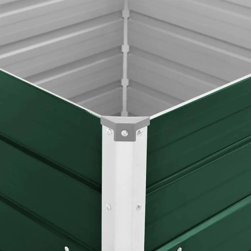Raised Garden Bed 100x100x77 cm Galvanised Steel Planter Green Open Bottom