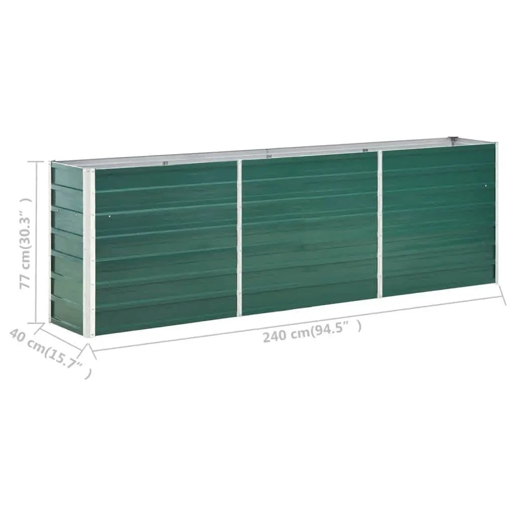 Garden Raised Bed Planter Box 240x40x77cm Weather Resistant Heavy-Duty Galvanised Steel Outdoor Vegetable Flower Herbs Growbed Green
