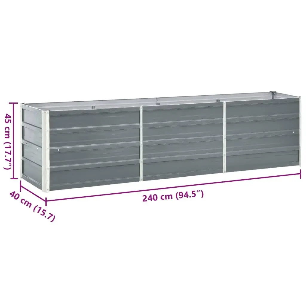 Garden Raised Bed Planter Box 240 x 40 x 45 cm Weather Resistant Heavy-Duty Galvanised Steel Frame