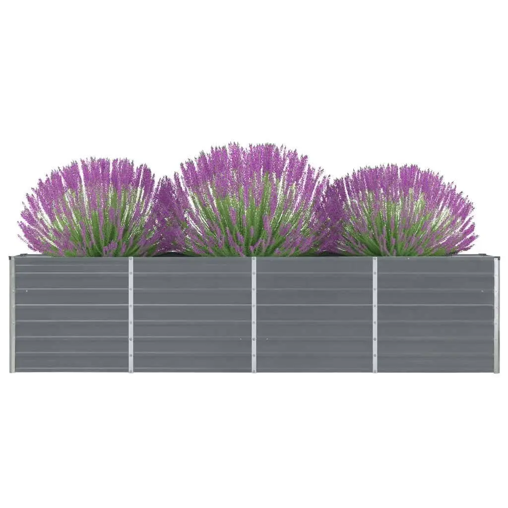 Raised Garden Bed 320x40x77 cm Galvanised Steel Grey Rectangular Planter
