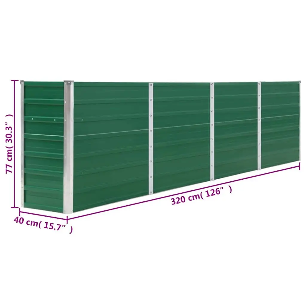 Raised Garden Bed 320x40x77cm Galvanised Steel Planter Box Green Outdoor