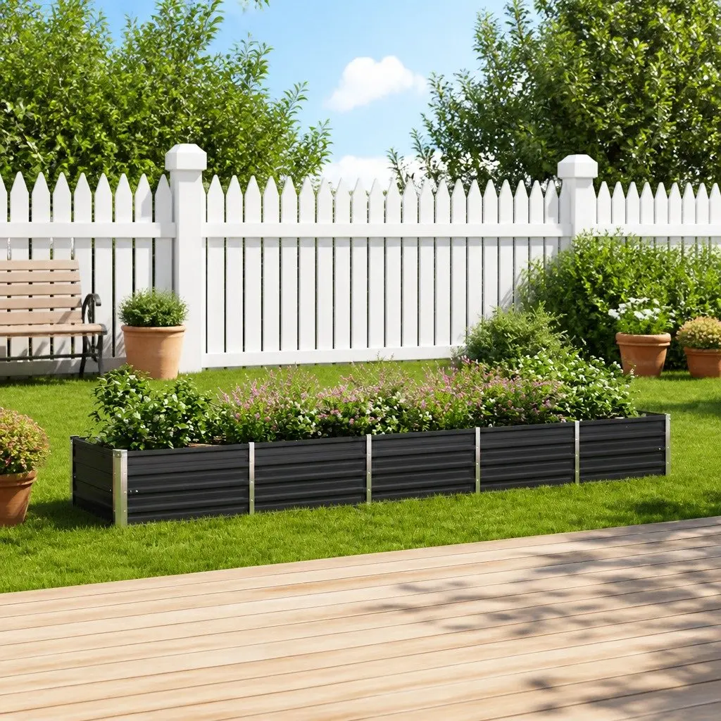 Raised Garden Bed 400x80x45 cm Galvanised Steel Weather Resistant Planter Box Outdoor
