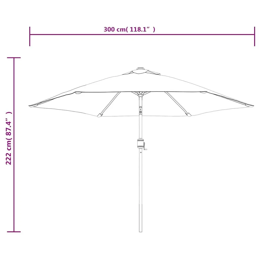 Garden Parasol 300cm Black Outdoor Umbrella UV Protection Crank Tilt
