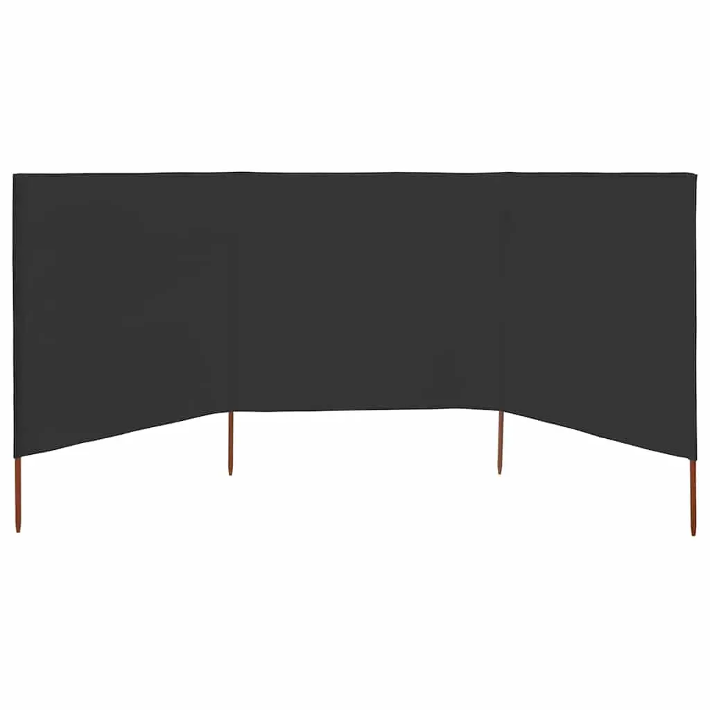 3-Panel Folding Wind Screen 400x160cm Outdoor Garden Shelter Anthracite