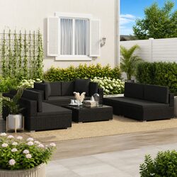 Stylish 7-Piece Outdoor Seating Set in Black
