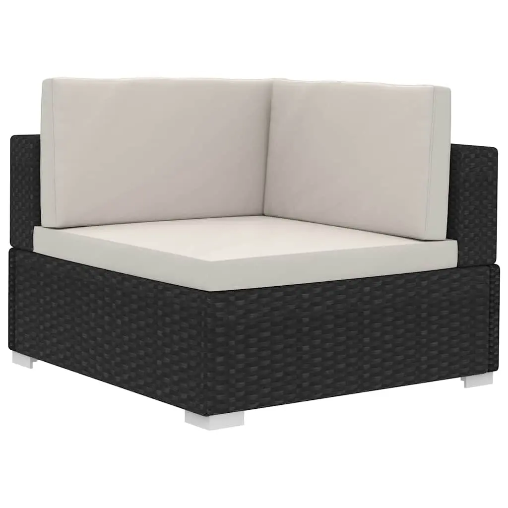 Outdoor Sectional Corner Chairs 2 pcs Poly Rattan Black Garden Seating with