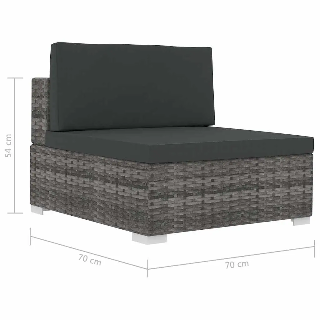 3 Piece Modular Outdoor Sofa Set Poly Rattan Patio Furniture Grey with Cushions