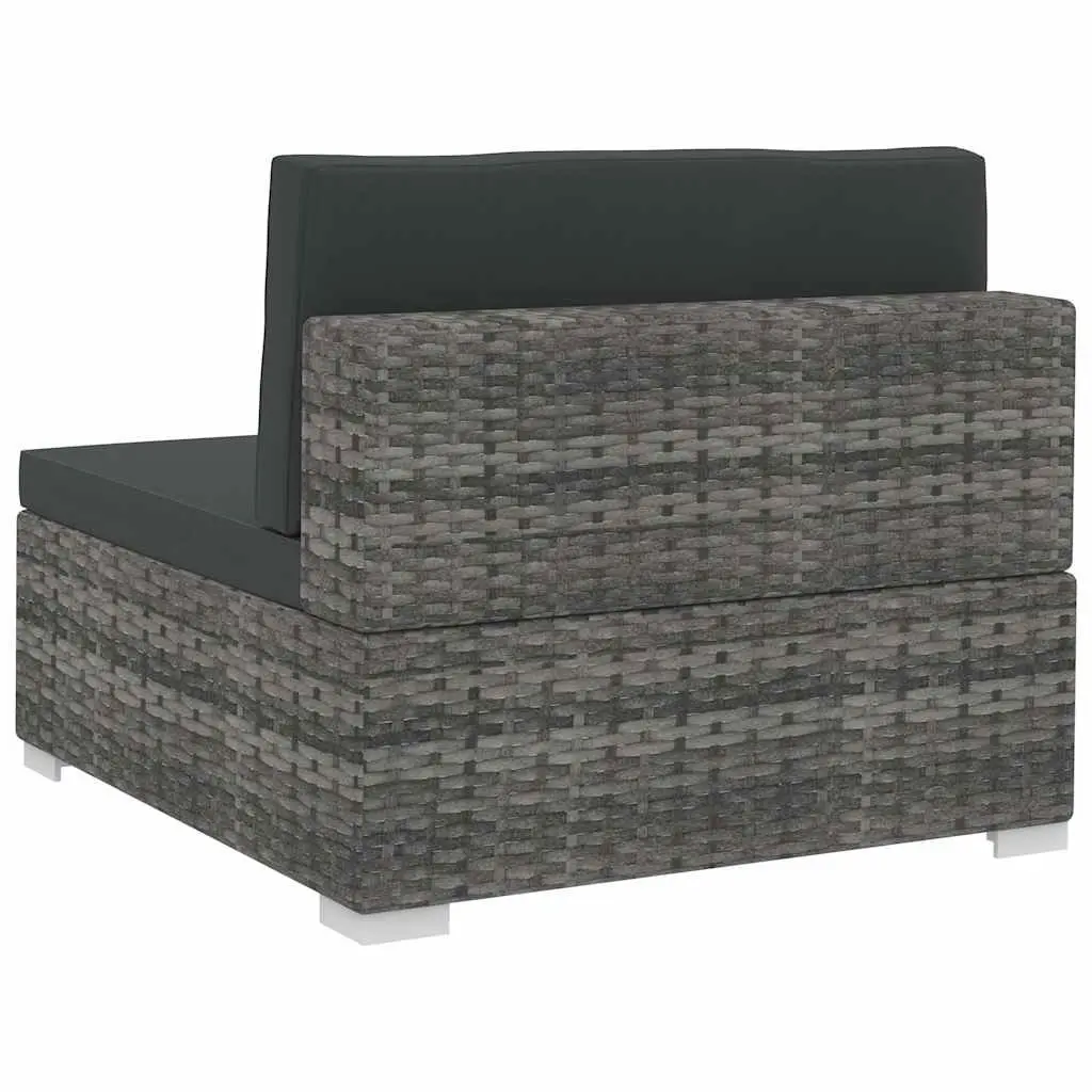 3 Piece Modular Outdoor Sofa Set Poly Rattan Patio Furniture Grey with Cushions