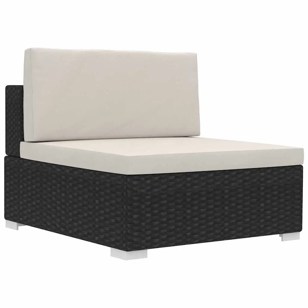 Outdoor Garden Sofa Set 4 Piece Modular Weather-resistant PE Rattan with Cushions Black