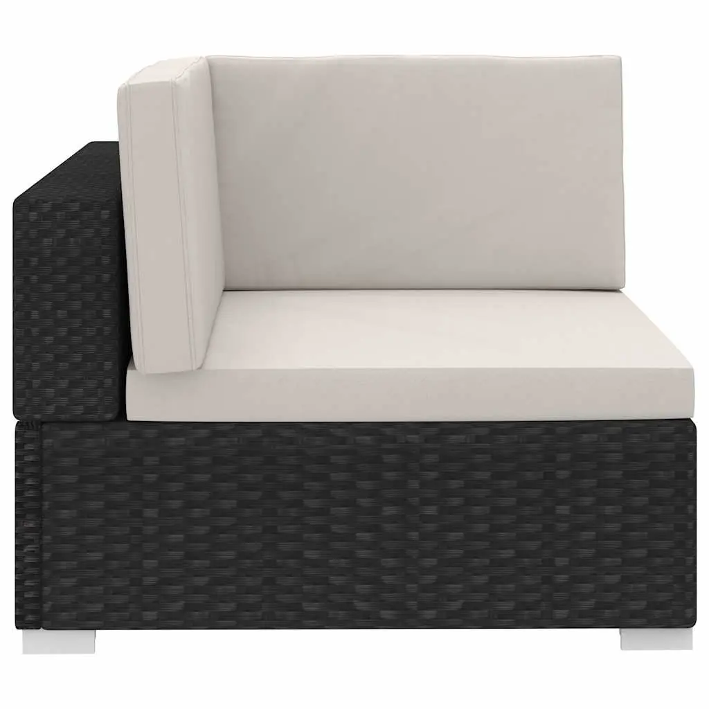 Outdoor Garden Sofa Set 4 Piece Modular Weather-resistant PE Rattan with Cushions Black